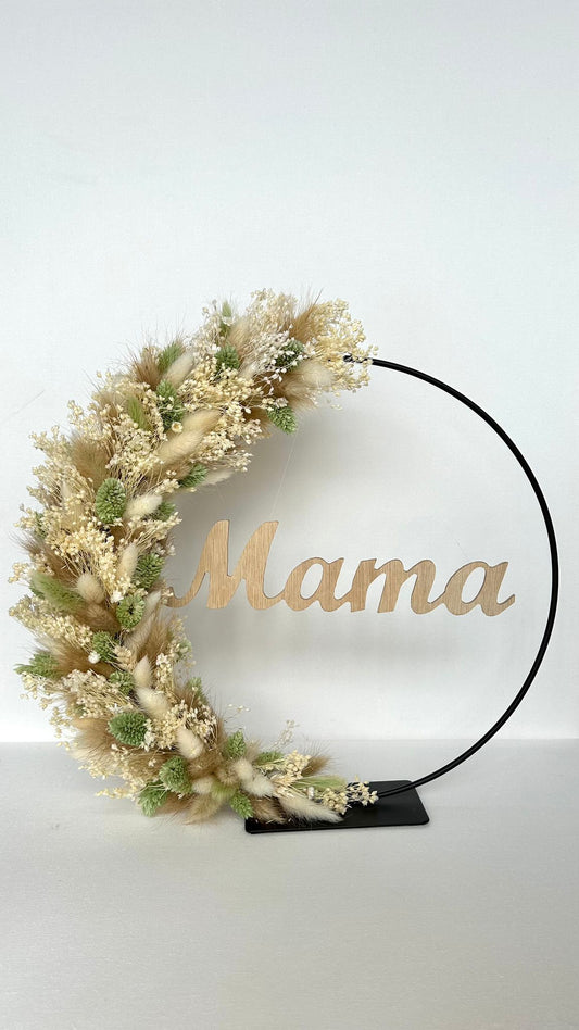 Droogbloemenring met naam